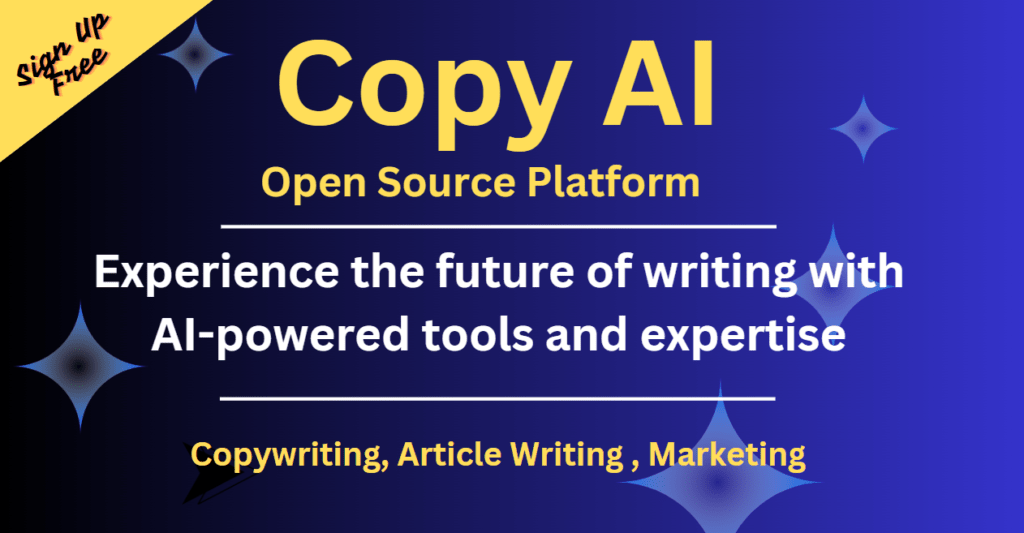 copy ai is an AI-powered tool that assists with writing tasks like social media posts, website content, and emails. It offers templates, writing suggestions, collaboration tools, and writing evaluation. User-friendly, quick, and affordable, it's ideal for marketers, small business owners, bloggers, and freelancers.