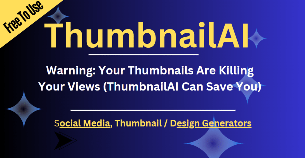 ThumbnailAI logo, AI-powered YouTube thumbnail optimization tool, boosts clicks and views, simple interface for YouTubers, marketers, and creators, free and premium services, AI technology for video marketing and YouTube growth, optimize thumbnails for maximum engagement